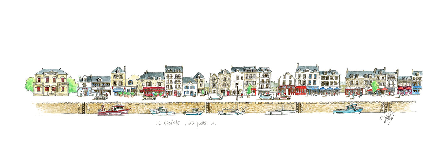 Un tableau aquarelle original du port 1 du Croisic par Gérard Lusteau artiste peintre la Baule