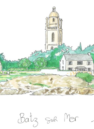 Tableau, aquarelle batz sur mer, Gérard Lusteau, batz sur mer, cadeau, artiste, paysages, aquarelle originale, idée décoration, décoration, idée cadeau