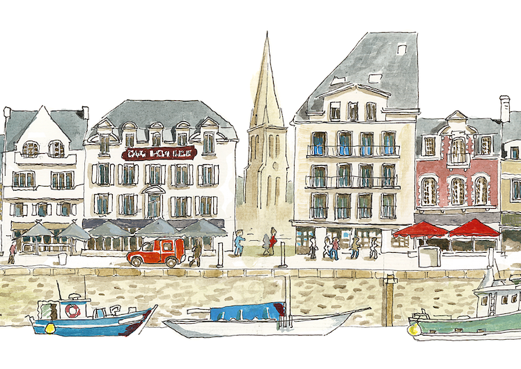 Tableau, aquarelle, Gérard Lusteau, le Pouliguen, cadeau, artiste, paysages, aquarelle originale, idée décoration, décoration, idée cadeau, presqu'ile guerandaise