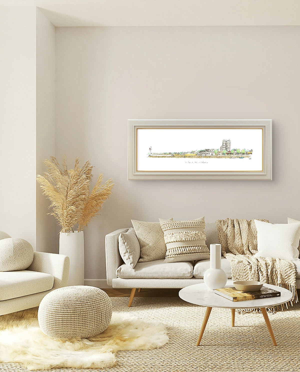 Tableau de la plage du Nau au Pouliguen présenté dans un intérieur