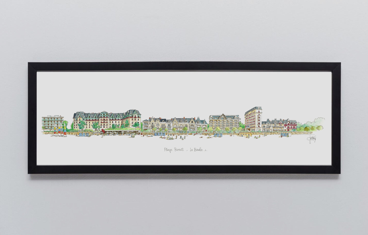 Tableau, aquarelle, Gérard Lusteau, La Baule, cadeau, artiste, paysages, aquarelle originale, idée décoration, décoration, idée cadeau, presqu'ile guerandaise, plage de la baule, plage benoit, hotel hermitage, groupe barriere