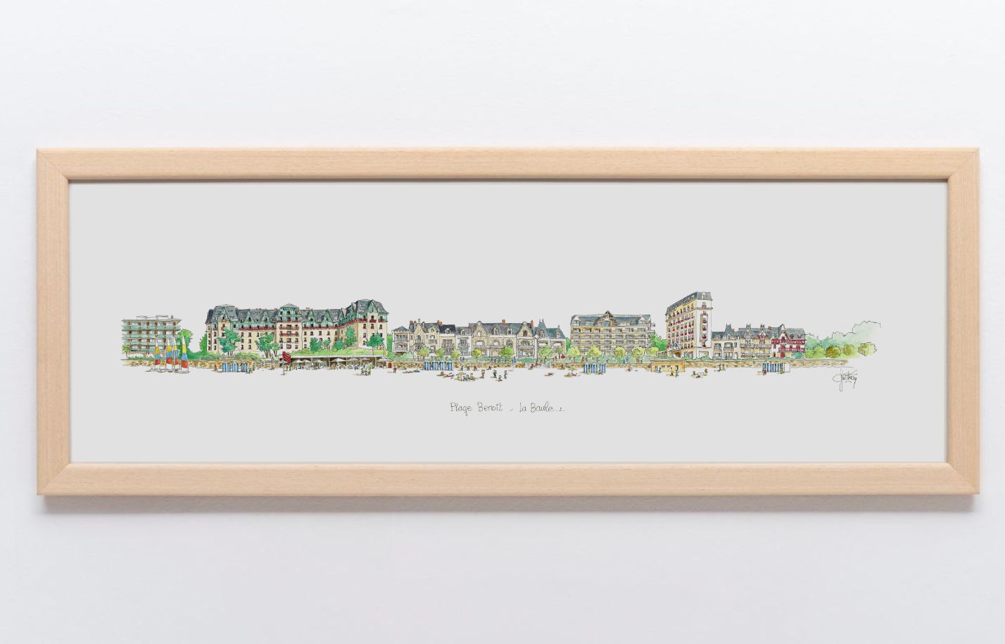 Tableau, aquarelle, Gérard Lusteau, La Baule, cadeau, artiste, paysages, aquarelle originale, idée décoration, décoration, idée cadeau, presqu'ile guerandaise, plage de la baule, plage benoit, hotel hermitage, groupe barriere