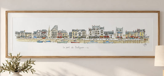 Détail d’un tableau panoramique Fine Art représentant Le Pouliguen, paysage du littoral atlantique