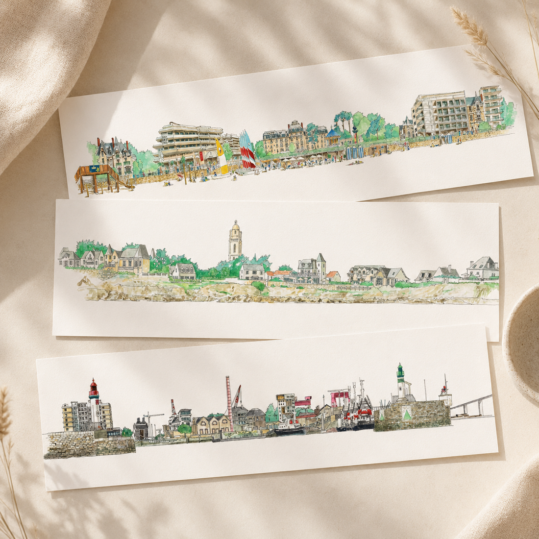Aquarelle de La Baule de Gérard Lusteau reproduite en qualité Fine Art par Ligne 42