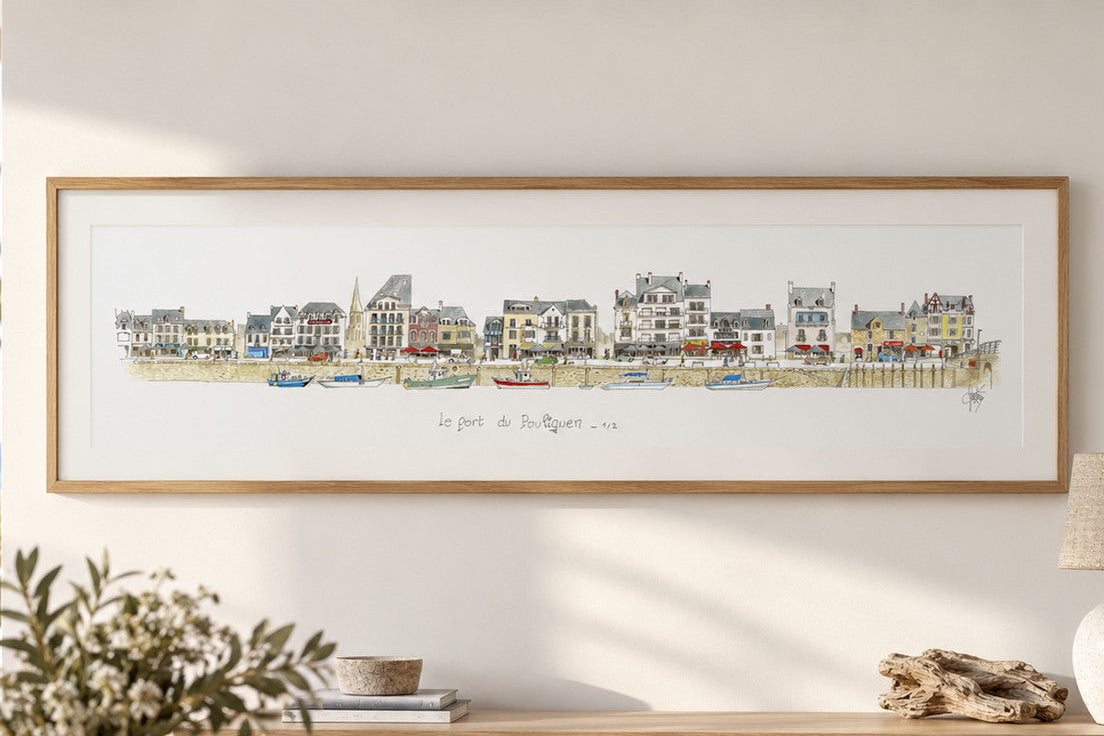 Tableau représentant le port du Pouliguen 1/2 présenté dans un intérieur