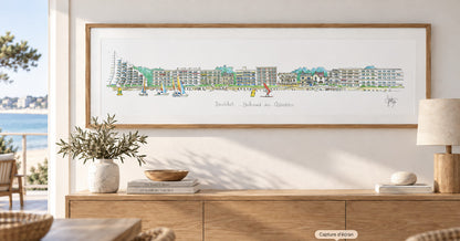 Tableau représentant le boulevard des Océanides à Pornichet présenté dans un intérieur de bord de mer