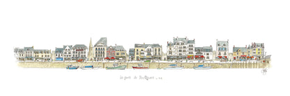 Un tableau aquarelle original du port 1 du Pouliguen par Gérard Lusteau artiste peintre la Baule. Fine art.