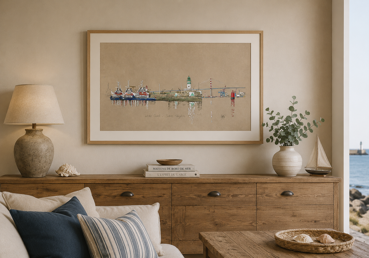 Tableau de la Jetée Ouest à Saint-Nazaire présenté dans un intérieur