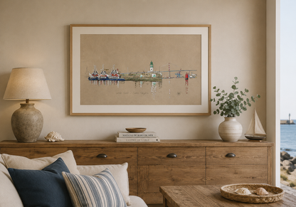 Tableau de la Jetée Ouest à Saint-Nazaire présenté dans un intérieur