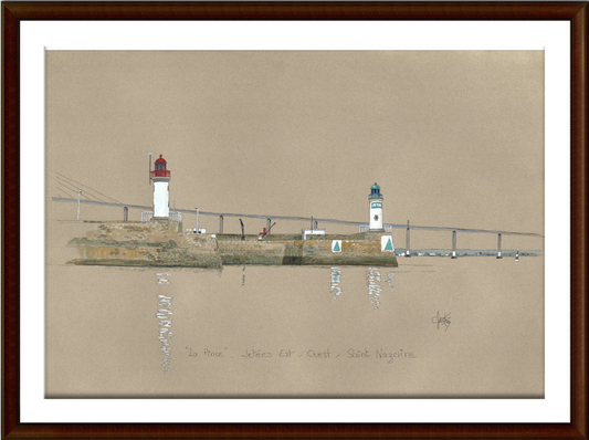 Tableau encrdrée de la pince et de la jetee est du port de Saint-Nazaire par Gerard Lusteau