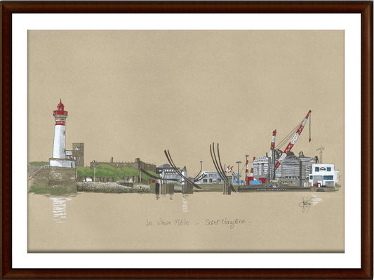 Tableau encadré de Saint-Nazaire Le vieux môle  par gérard Lusteau - Ligne 42