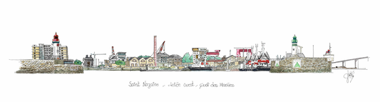 La Jetée des Marées à Saint-Nazaire en aquarelle par Gérard Lusteau. Tirage Fine Art numéroté inspiré du patrimoine portuaire nazairien.