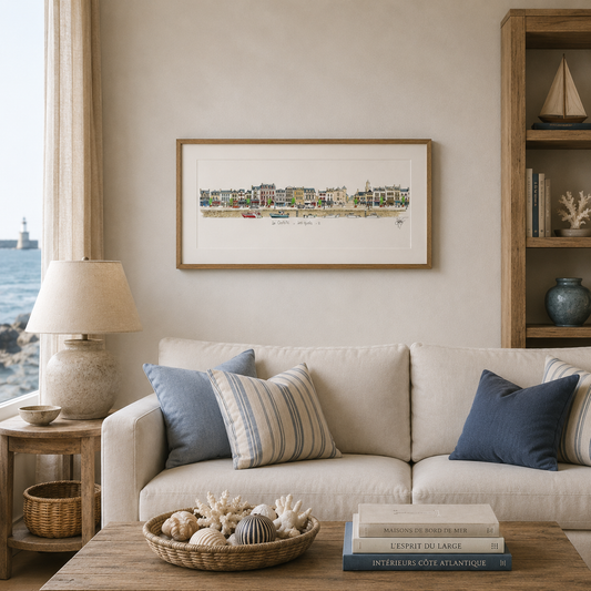 Tableau panoramique des quais du Croisic présenté dans un intérieur