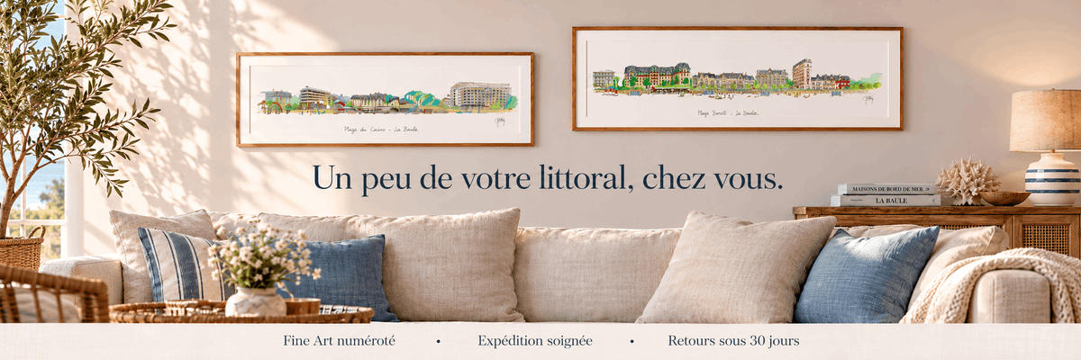 Deux aquarelles panoramiques de la Baule mises en situaion 