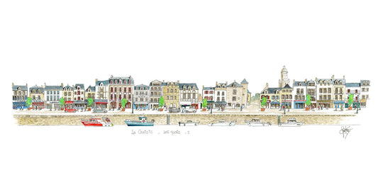Une carte postale aquarelle des quai du Croisic 2 par Gérard Lusteau artiste peintre La Baule