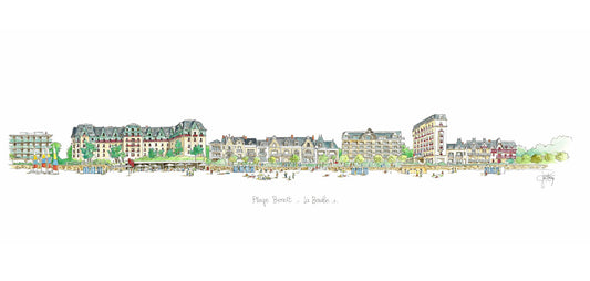 Carte postale originale de la Plage Benoit 2 à la Baule par Gérard Lusteau artiste peintre la Baule
