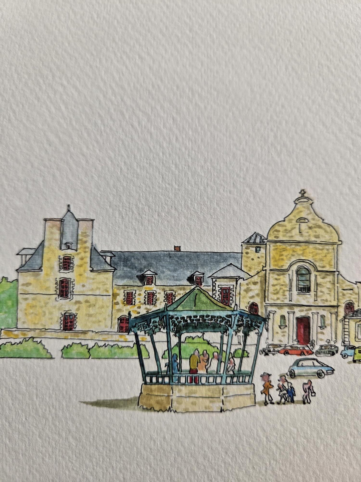 Détail de l’aquarelle représentant le port de Vannes – Gérard Lusteau