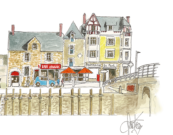 Tableau, aquarelle, Gérard Lusteau, le Pouliguen, cadeau, artiste, paysages, aquarelle originale, idée décoration, décoration, idée cadeau, presqu'ile guerandaise