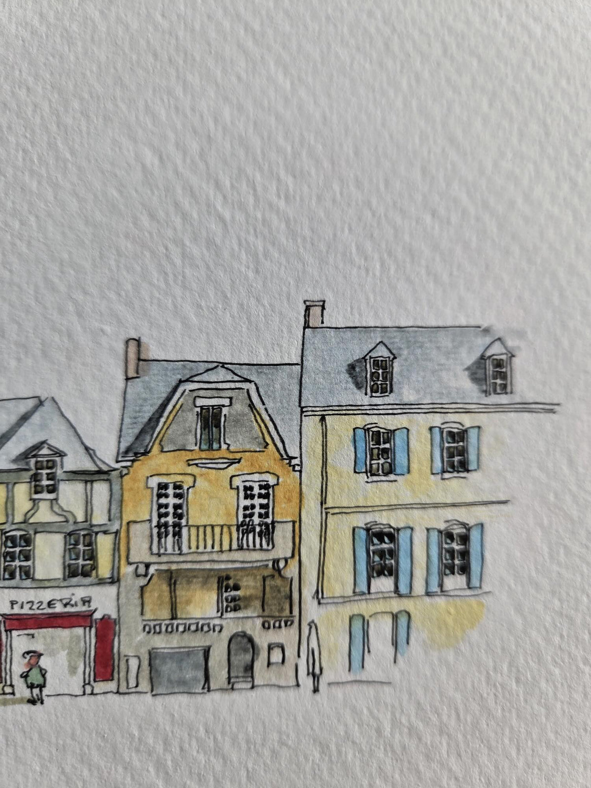 Détail de l’aquarelle représentant le port de Vannes – Gérard Lusteau