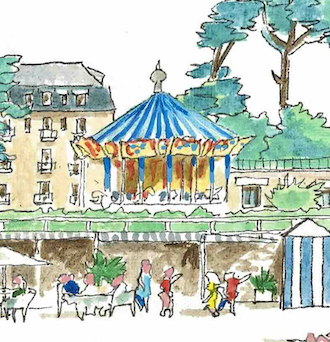 Tableau, aquarelle, Gérard Lusteau, La Baule, cadeau, artiste, paysages, aquarelle originale, idée décoration, décoration, idée cadeau, presqu'ile guerandaise, plage de la baule, plage benoit, hotel royal, groupe barriere, casino la baule
