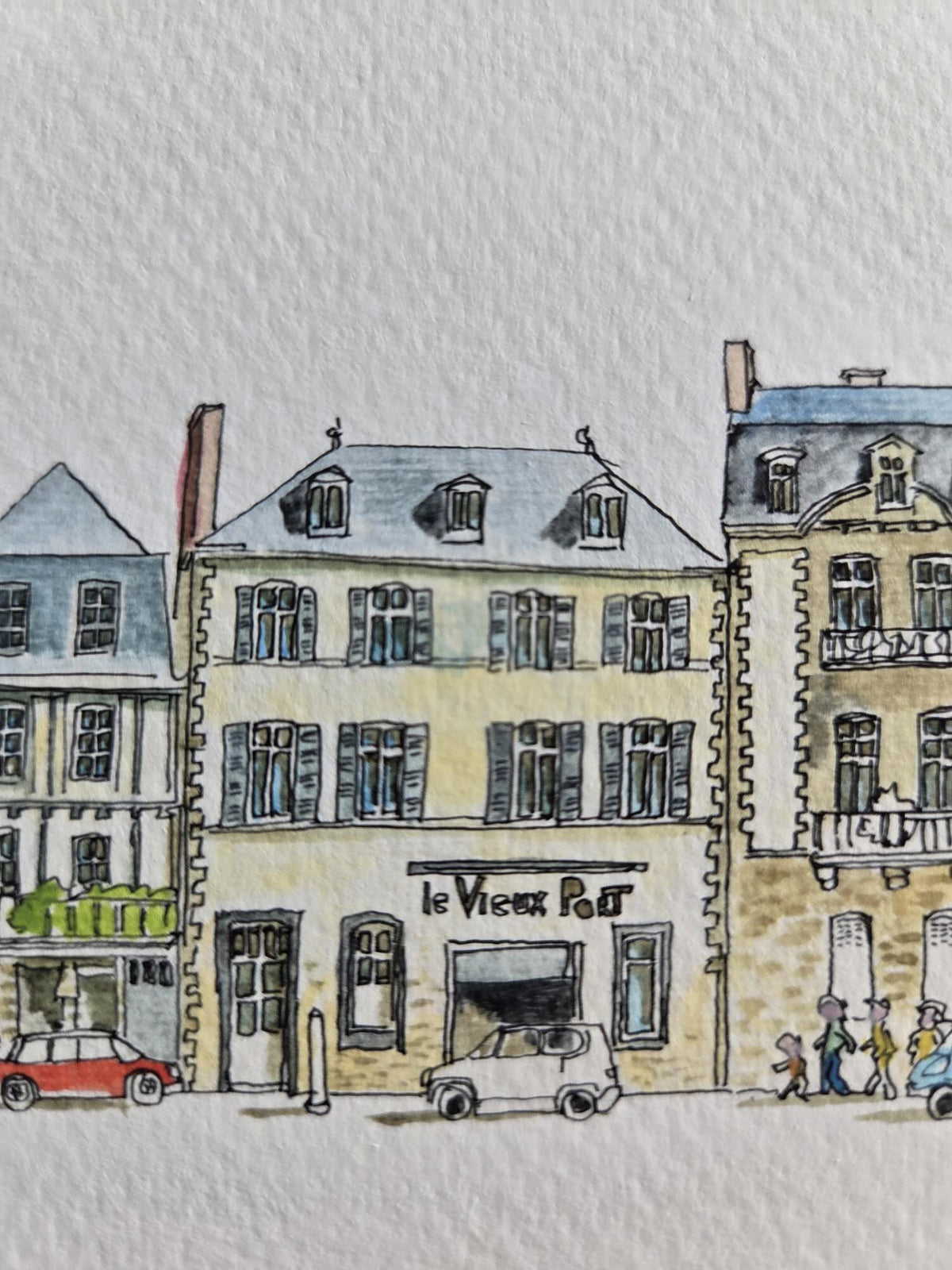 Détail de l’aquarelle représentant le port de Vannes – Gérard Lusteau