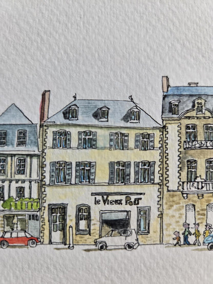 Détail de l’aquarelle représentant le port de Vannes – Gérard Lusteau