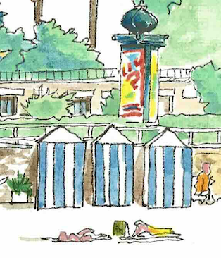 Tableau, aquarelle, Gérard Lusteau, La Baule, cadeau, artiste, paysages, aquarelle originale, idée décoration, décoration, idée cadeau, presqu'ile guerandaise, plage de la baule, plage benoit, hotel royal, groupe barriere, casino la baule