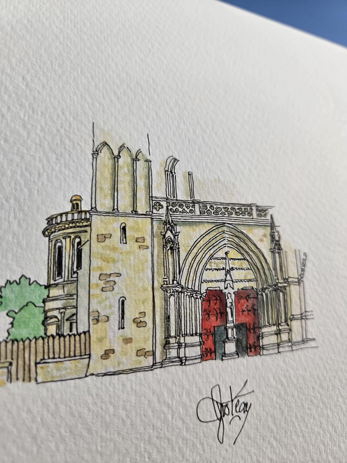 Signature de Gérard Lusteau sur l’aquarelle représentant la place Saint-Pierre à Vannes