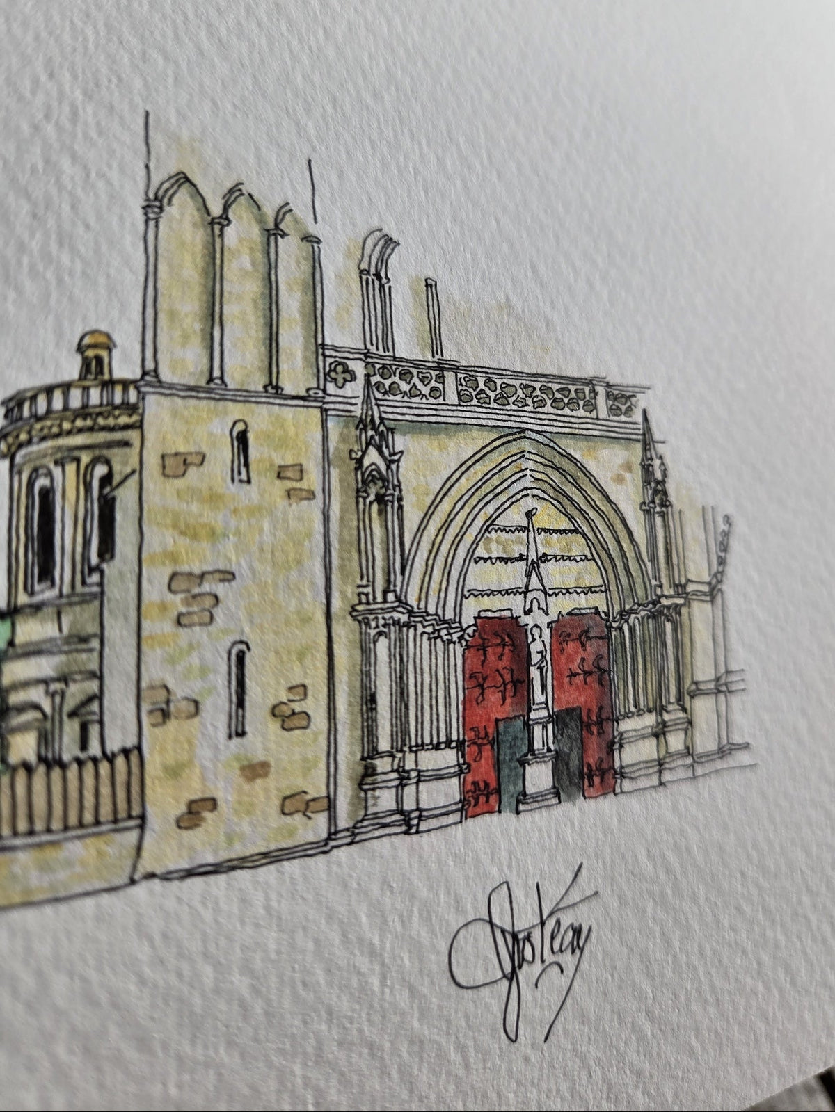 Détail signature Gerard Lusteau Tableau de la place Saint-Pierre à Vannes