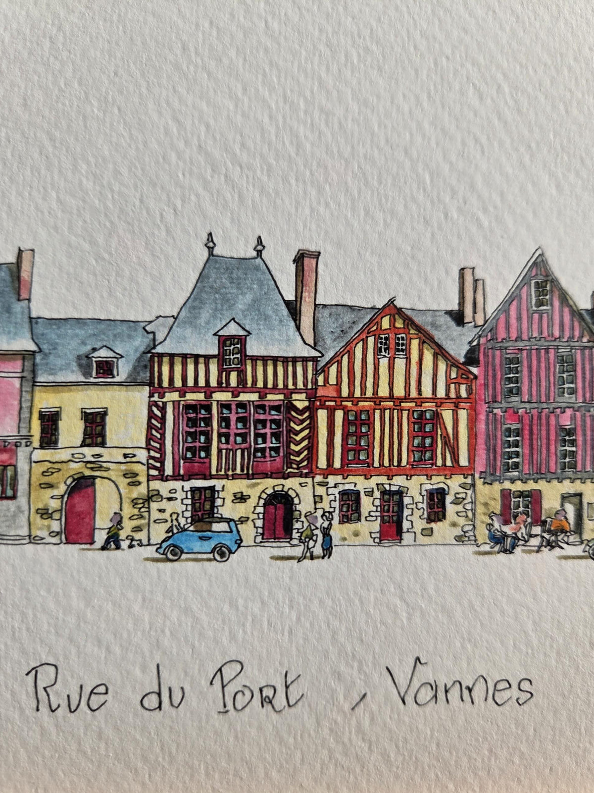 Détail du titre de l’aquarelle représentant le port de Vannes
