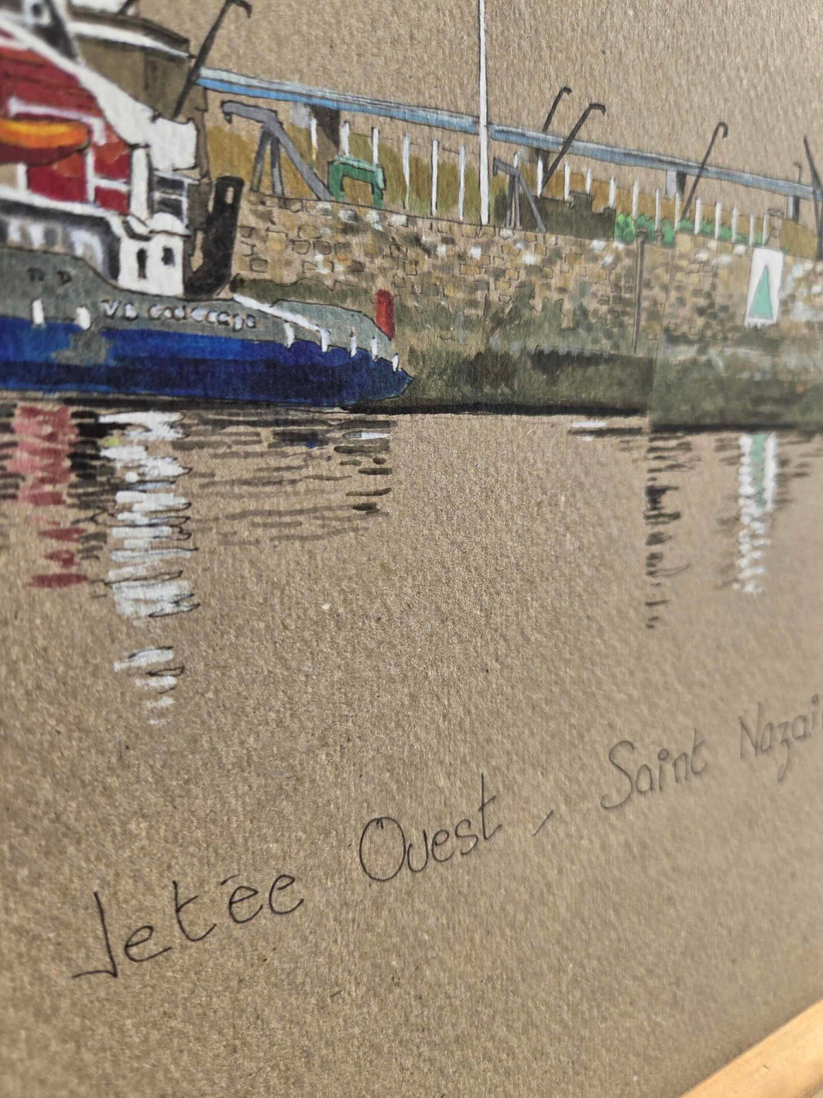 Détail du titre de l’aquarelle représentant la Jetée Ouest à Saint-Nazaire