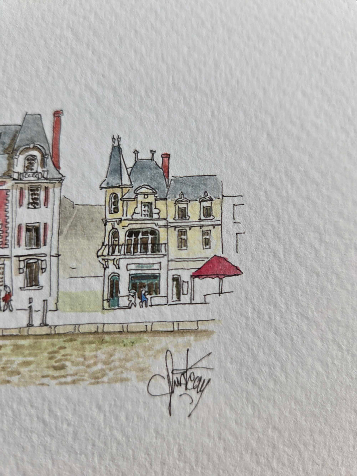 Signature de Gérard Lusteau sur l’aquarelle représentant le port du Pouliguen 2/2