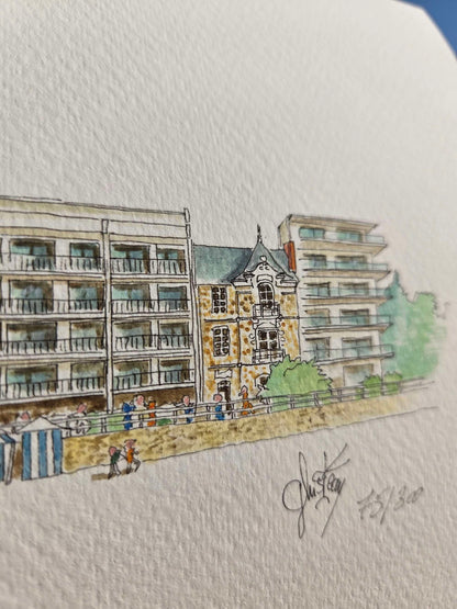 Signature de Gérard Lusteau sur l’aquarelle représentant la plage du Casino à La Baule