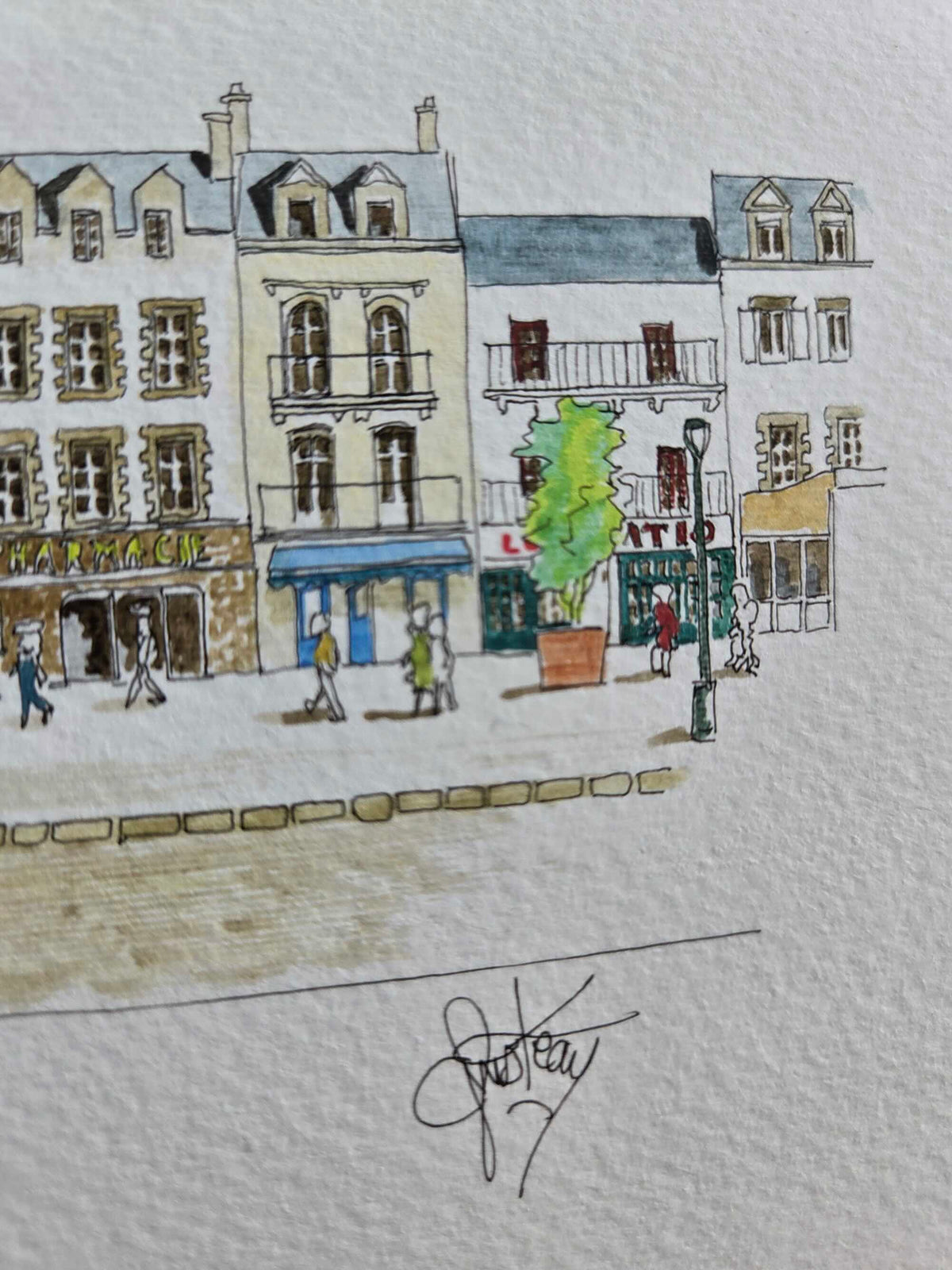 Signature de Gérard Lusteau sur l’aquarelle représentant les quais du Croisic 2/2