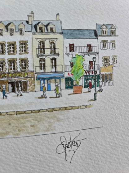 Signature de Gérard Lusteau sur l’aquarelle représentant les quais du Croisic 2/2