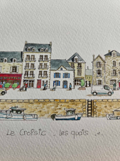 Détail du titre de l’aquarelle représentant les quais du Croisic 1/2