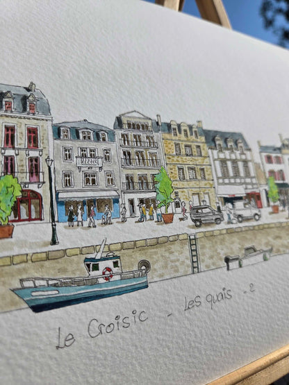 Détail du titre de l’aquarelle représentant les quais du Croisic 2/2