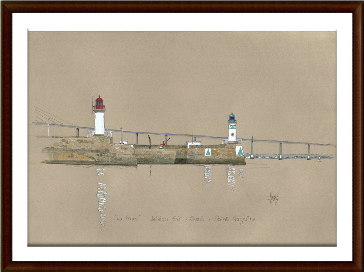 Tableau encrdrée de la pince et de la jetee est du port de Saint-Nazaire par Gerard Lusteau