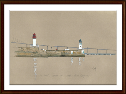 Tableau encrdrée de la pince et de la jetee est du port de Saint-Nazaire par Gerard Lusteau