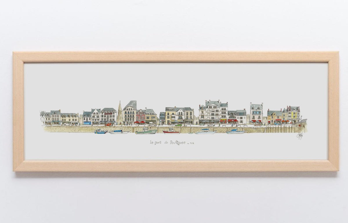 Aquarelle du port du Pouliguen 1/2 encadrée – Gérard Lusteau