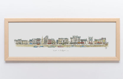 Aquarelle du port du Pouliguen 1/2 encadrée – Gérard Lusteau