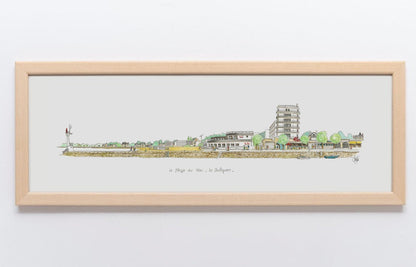 Aquarelle de la plage du Nau au Pouliguen encadrée – Gérard Lusteau - Ligne 42