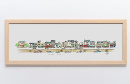 Aquarelle des quais du Croisic 1/2 encadrée – Gérard Lusteau