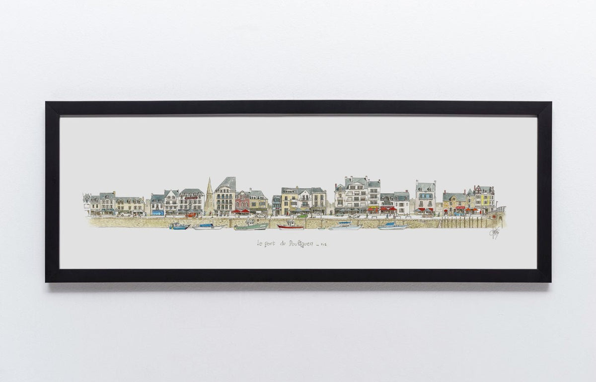 Aquarelle du port du Pouliguen 1/2 encadrée – Gérard Lusteau