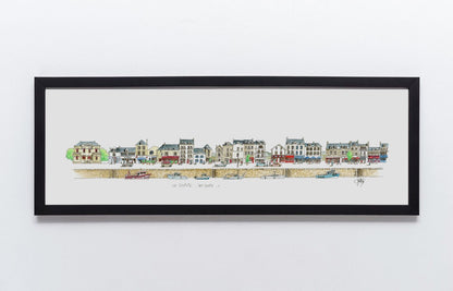 Aquarelle des quais du Croisic 1/2 encadrée – Gérard Lusteau