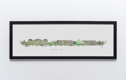 Aquarelle de la plage Benoît à La Baule encadrée bois noir – Ligne 42