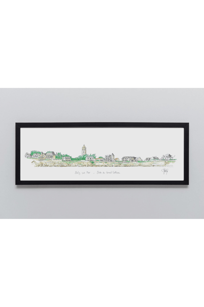 Aquarelle de la baie du Grand Matthieu à Batz-sur-Mer encadrée – Gérard Lusteau