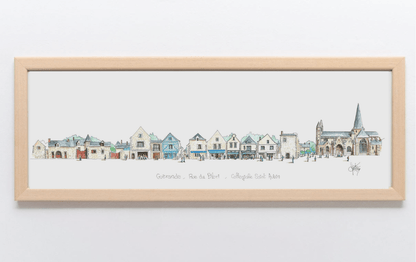 Aquarelle de la place du Pilori à Guérande encadrée – Gérard Lusteau