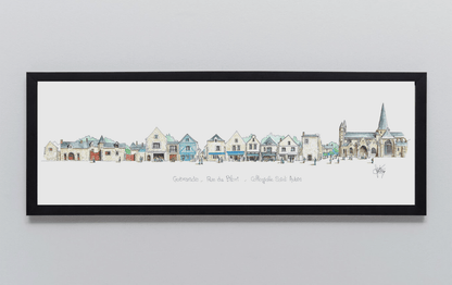 Aquarelle de la place du Pilori à Guérande encadrée – Gérard Lusteau
