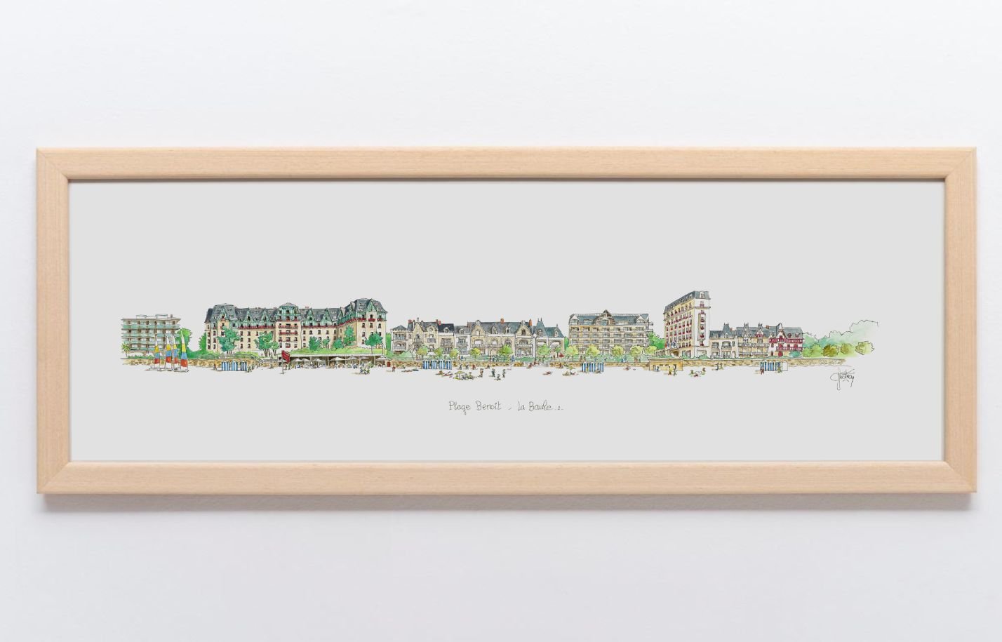 Aquarelle de l’Hermitage à La Baule encadrée – Gérard Lusteau